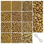 340 Pcs Golden Antique Beads for Bracelet Making Kit, Bead Craft