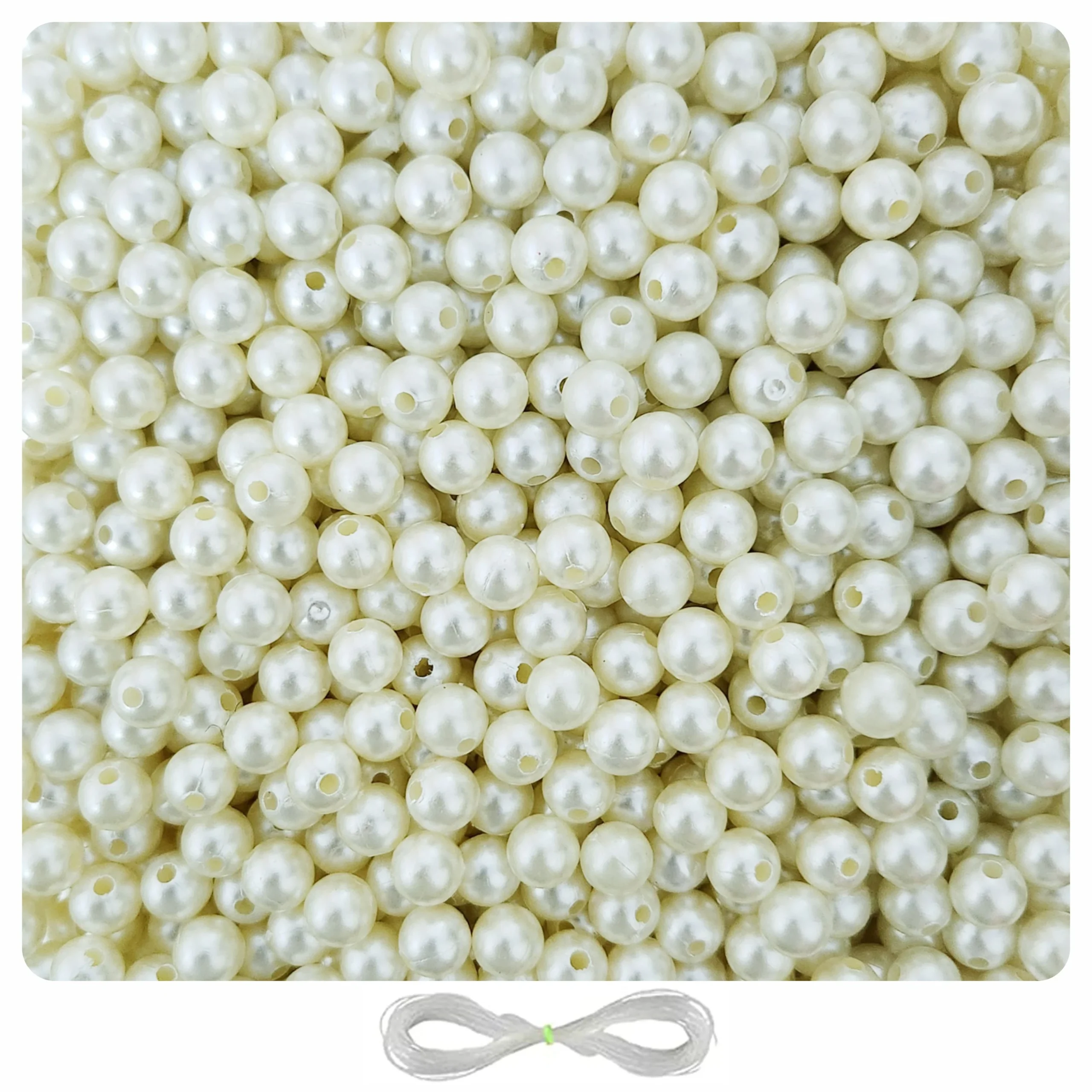 10mm 200g White (1) 400 Pcs Off White Pearl Beads for Craft, Jewellery Making Kit - Size 10 mm - Image 1
