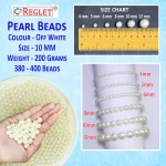 400 Pcs Off White Pearl Beads for Craft, Jewellery Making Kit - Size 10 mm - Image 2
