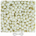 200 Pcs Off White Pearl Beads for Craft, Jewellery Making Kit - Size 12 mm