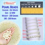 200 Pcs Off White Pearl Beads for Craft, Jewellery Making Kit - Size 12 mm - Image 2