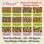 340 Pcs Golden Antique Beads for Bracelet Making Kit, Bead Craft - Image 2
