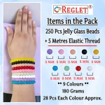 250 Pcs Jelly Glass Beads for Bracelet Making Kit - Image 2