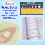 5800 Pcs Off White Pearl Beads for Craft, Jewellery Making Kit - Size 4 mm - Image 2