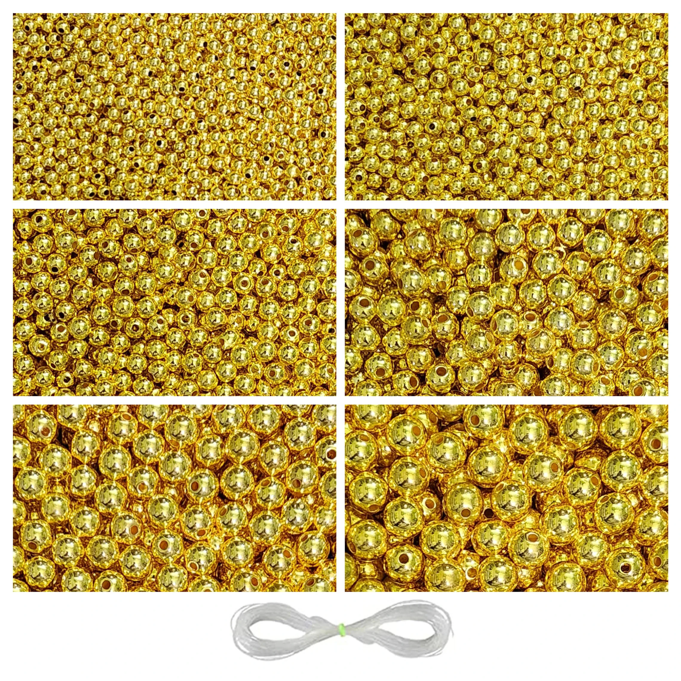 6-Gold-30Gr (1) 1800 Pcs Golden Pearl Beads for Craft, Jewellery Making Kit - Size 4 , 5 , 6 , 8 , 10 , 12 mm - Image 1