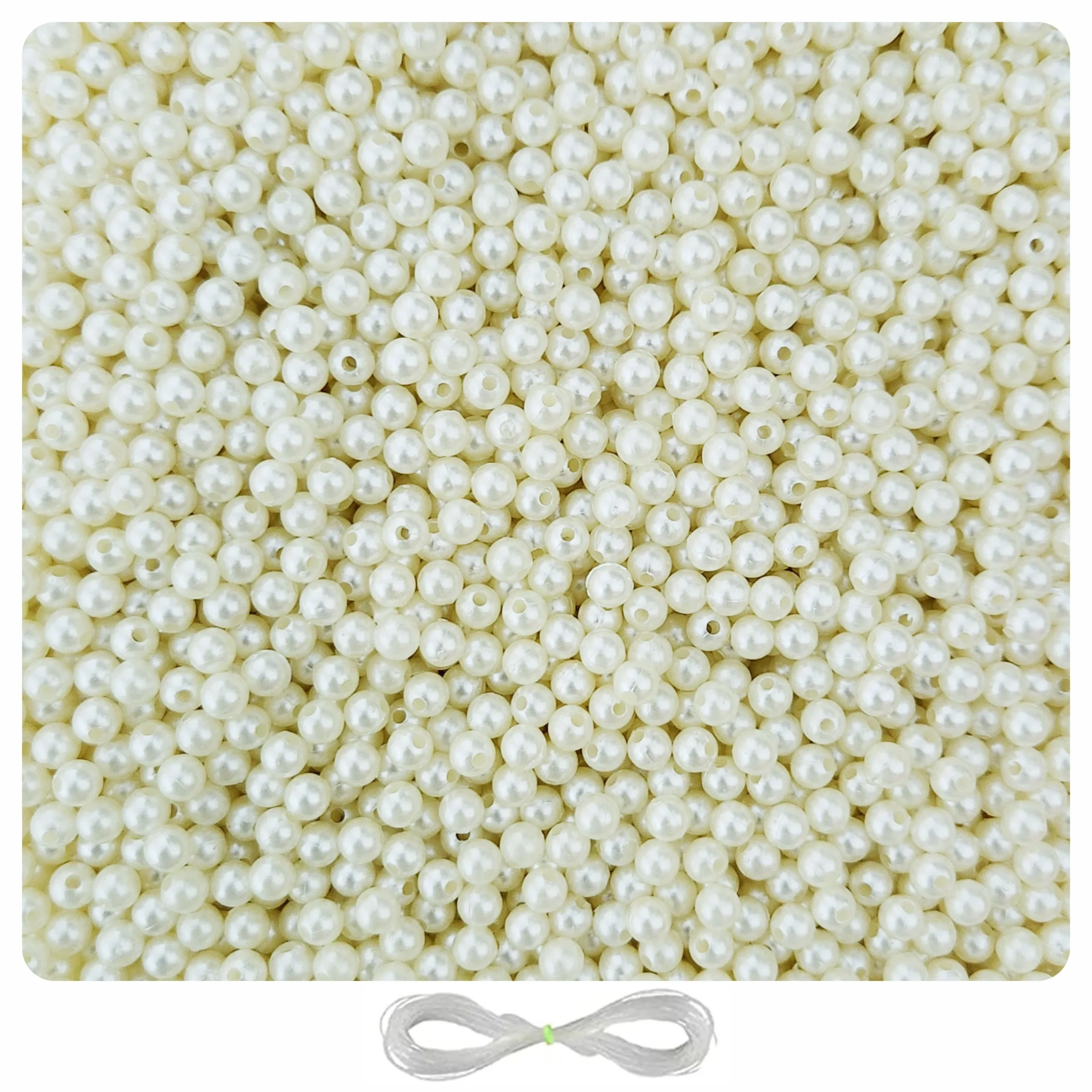 6mm 200g White (1) 1800 Pcs Off White Pearl Beads for Craft, Jewellery Making Kit - Size 6 mm - Image 1