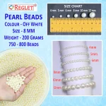 800 Pcs Off White Pearl Beads for Craft, Jewellery Making Kit - Size 8 mm - Image 2