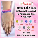 250 Pcs Single Shade Sparkle Glass Beads for Bracelet Making Kit - Image 2