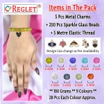 5 Pcs Charms + 250 Pcs Single Shade Sparkle Glass Beads for Bracelet Making Kit - Image 2