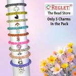 5 Pcs Charms + 250 Pcs Single Shade Sparkle Glass Beads for Bracelet Making Kit - Image 3