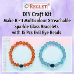 15 Pcs Evil Eye Beads + 250 Pcs Single Shade Sparkle Glass Beads for Bracelet Making Kit - Image 5