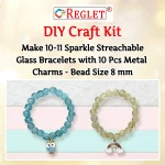 10 Pcs Charms + 250 Pcs Single Shade Sparkle Glass Beads for Bracelet Making Kit - Image 4