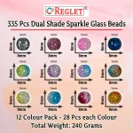 335 Pcs Dual Shade Sparkle Glass Beads for Bracelet Making Kit - Image 2