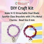 5 Pcs Charms + 335 Pcs Dual Shade Sparkle Glass Beads for Bracelet Making Kit - Image 3