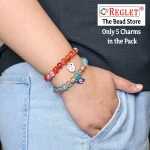 5 Pcs Charms + 335 Pcs Dual Shade Sparkle Glass Beads for Bracelet Making Kit - Image 5