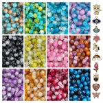 10 Pcs Charms + 335 Pcs Dual Shade Sparkle Glass Beads for Bracelet Making Kit