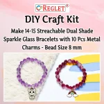 10 Pcs Charms + 335 Pcs Dual Shade Sparkle Glass Beads for Bracelet Making Kit - Image 3
