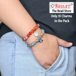 10 Pcs Charms + 335 Pcs Dual Shade Sparkle Glass Beads for Bracelet Making Kit - Image 5