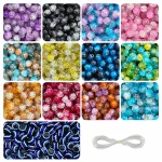15 Pcs Evil Eye Beads + 335 Pcs Dual Shade Sparkle Glass Beads for Bracelet Making Kit