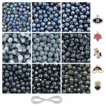 5 Pcs Charms + 290 Pcs Black Glass Beads for Bracelet Making Kit
