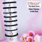 5 Pcs Charms + 290 Pcs Black Glass Beads for Bracelet Making Kit - Image 3