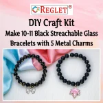 5 Pcs Charms + 290 Pcs Black Glass Beads for Bracelet Making Kit - Image 4