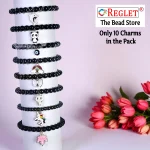 10 Pcs Charms + 290 Pcs Black Glass Beads for Bracelet Making Kit - Image 3