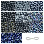 15 Pcs Evil Eye Beads + 290 Pcs Black Glass Beads for Bracelet Making Kit