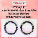 15 Pcs Evil Eye Beads + 290 Pcs Black Glass Beads for Bracelet Making Kit - Image 3