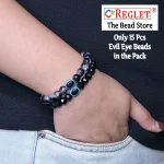 15 Pcs Evil Eye Beads + 290 Pcs Black Glass Beads for Bracelet Making Kit - Image 4
