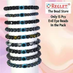 15 Pcs Evil Eye Beads + 290 Pcs Black Glass Beads for Bracelet Making Kit - Image 5