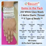 250 Pcs White Glass Beads for Bracelet Making Kit - Image 2