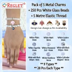 5 Pcs Charms + 250 Pcs White Glass Beads for Bracelet Making Kit - Image 2