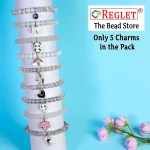 5 Pcs Charms + 250 Pcs White Glass Beads for Bracelet Making Kit - Image 3