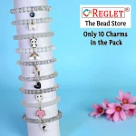 10 Pcs Charms + 250 Pcs White Glass Beads for Bracelet Making Kit - Image 3