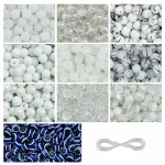 15 Pcs Evil Eye Beads + 250 Pcs White Glass Beads for Bracelet Making Kit