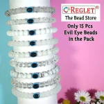 15 Pcs Evil Eye Beads + 250 Pcs White Glass Beads for Bracelet Making Kit - Image 3