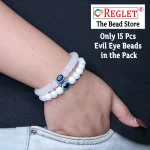 15 Pcs Evil Eye Beads + 250 Pcs White Glass Beads for Bracelet Making Kit - Image 4