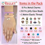 10 Pcs Charms + 250 Pcs Jelly Glass Beads for Bracelet Making Kit - Image 2