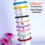 10 Pcs Charms + 250 Pcs Jelly Glass Beads for Bracelet Making Kit - Image 3