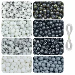 225 Pcs Black & White Glass Beads for Bracelet Making Kit