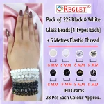 225 Pcs Black & White Glass Beads for Bracelet Making Kit - Image 2