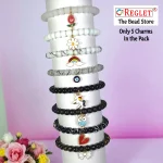 5 Pcs Charms + 225 Pcs Black & White Glass Beads for Bracelet Making Kit - Image 3