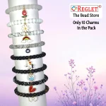 10 Pcs Charms + 225 Pcs Black & White Glass Beads for Bracelet Making Kit - Image 3