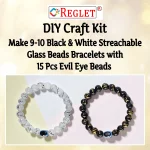 15 Pcs Evil Eye Beads + 225 Pcs Black & White Glass Beads for Bracelet Making Kit - Image 3
