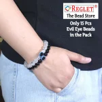 15 Pcs Evil Eye Beads + 225 Pcs Black & White Glass Beads for Bracelet Making Kit - Image 5