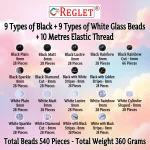 540 Pcs Black & White Glass Beads for Bracelet Making Kit - Image 2