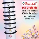 5 Pcs Charms + 540 Pcs Black & White Glass Beads for Bracelet Making Kit - Image 3