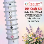 5 Pcs Charms + 540 Pcs Black & White Glass Beads for Bracelet Making Kit - Image 4