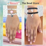 5 Pcs Charms + 540 Pcs Black & White Glass Beads for Bracelet Making Kit - Image 5